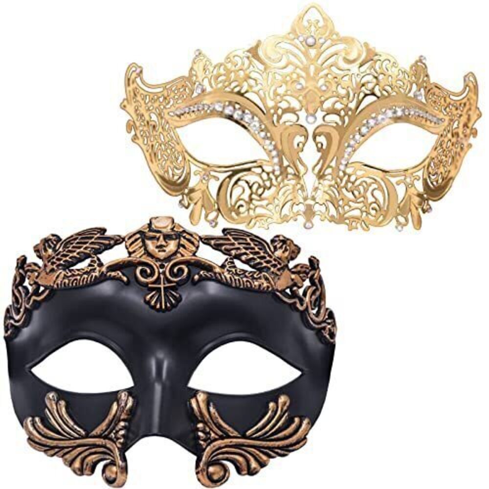 6090 Masquerade Mask - Venetian Metal Rhinestone Filigree & for Cosplay